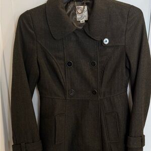 Tulle Anthropology Dark Brown Double-Breasted Pea Coat Size M